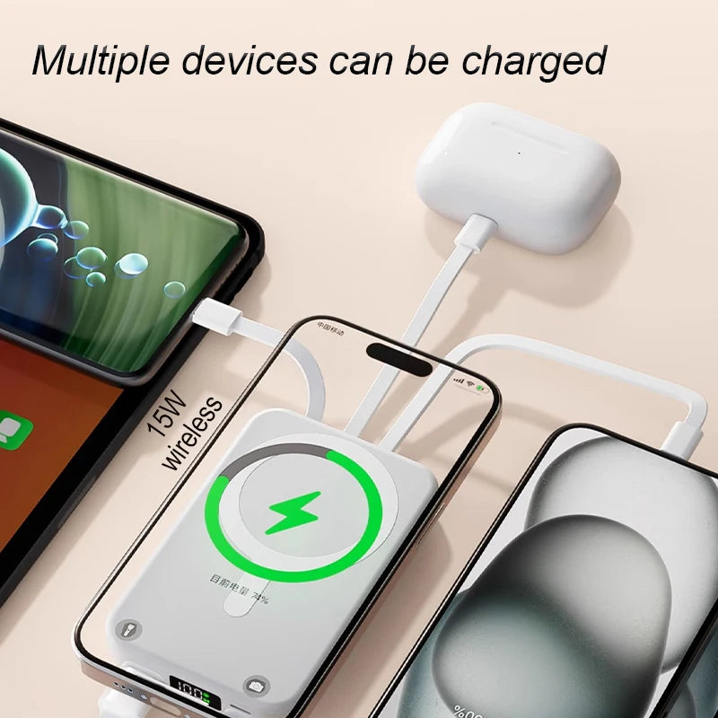 Power Bank 1000mAh Magnetic Battery Pack Power Bank with USB-C Cable 20W Fast Charging Ultra Slim